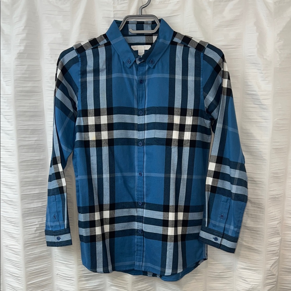 Burberry Blue and Black Checkered Shirt